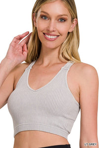 Ribbed Padded Cropped Tank Top