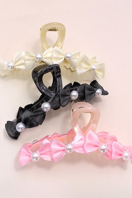 LARGE PEARL BOW HAIR CLAW CLIPS
