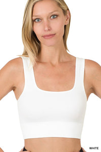 Ribbed Cropped Square Neck Tank Top