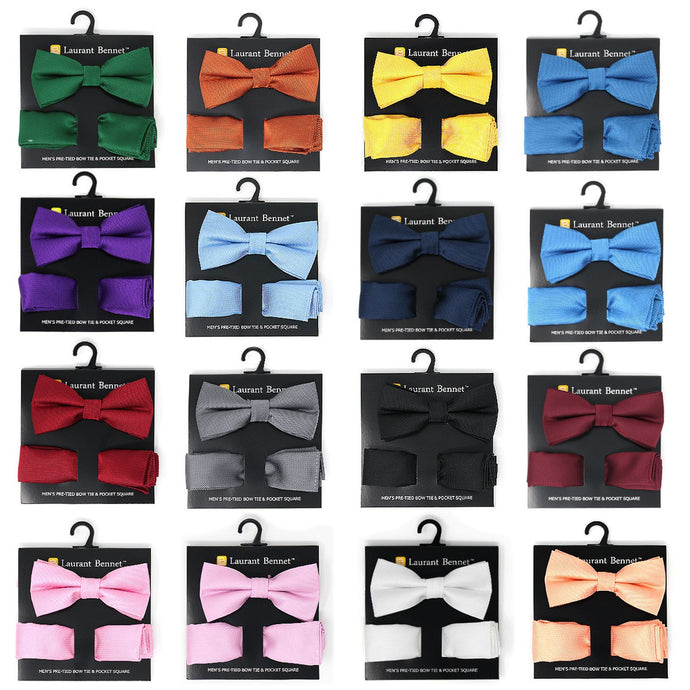 Men's Banded Bow Tie Hanky Set