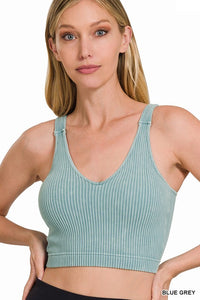 Ribbed Padded Cropped Tank Top