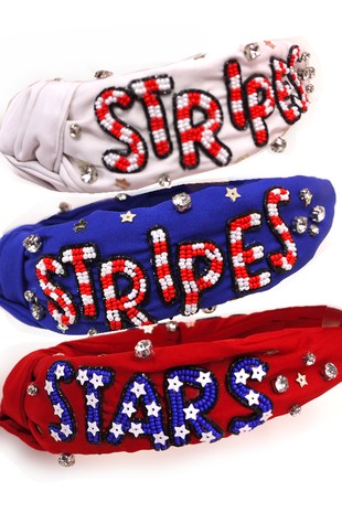 4TH OF JULY SEEDBEAD STARS STRIPES HEADBAND