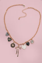 Load image into Gallery viewer, Charm Necklace Bow Checker Heart Rhinestone