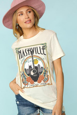 Nashville TN Guitar Graphic Screen Print Tee