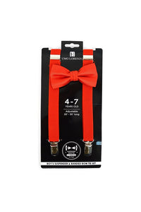 Boy's Solid Color Clip-on Suspenders Bow Tie Set