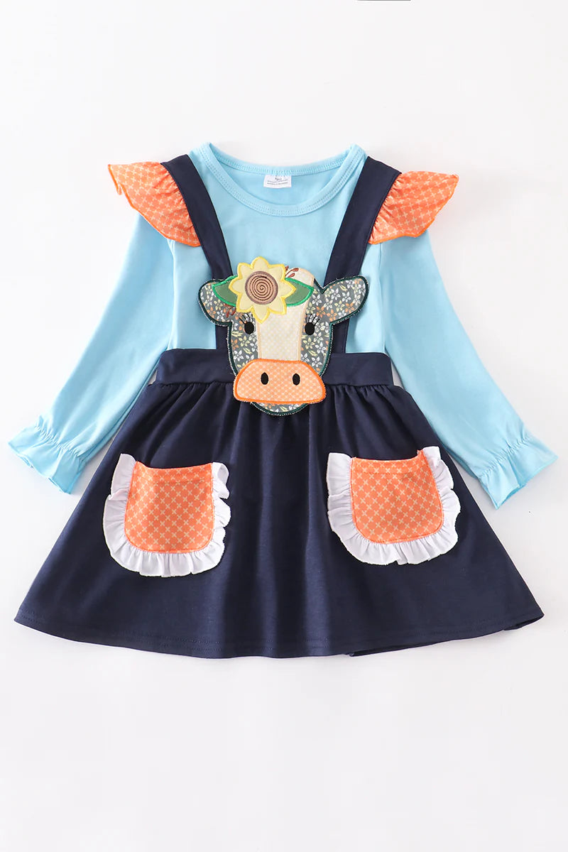 Cow Applique dress suit