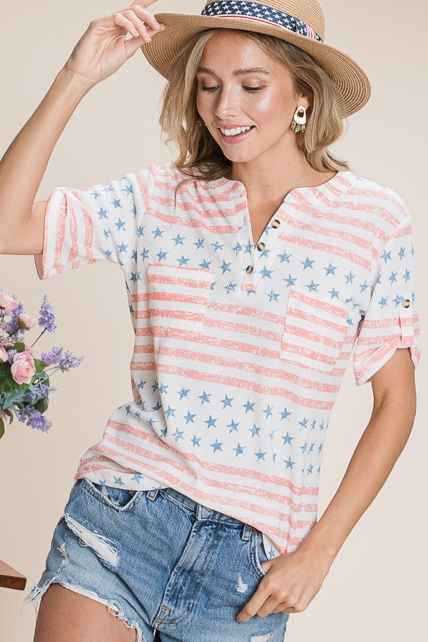 Women's July 4th Flag Top