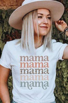 Women's Mama Boho Leopard Print Tee
