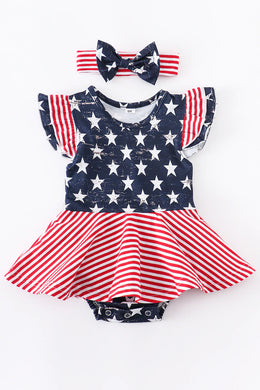Girl's Star Flag Patriotic Baby Romper