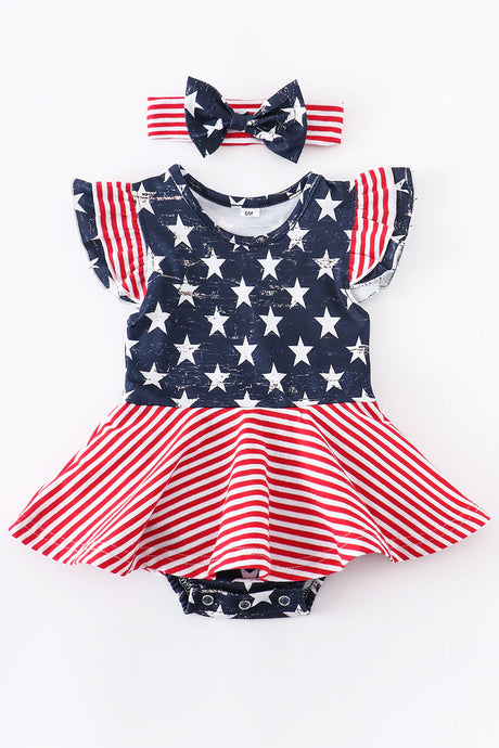 Girl's Star Flag Patriotic Baby Romper