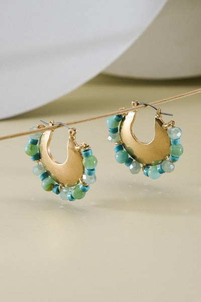 MULTI STONE DISC HOOP EARRINGS