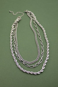 4 LAYER SILVER ROPE CHAIN NECKLACE