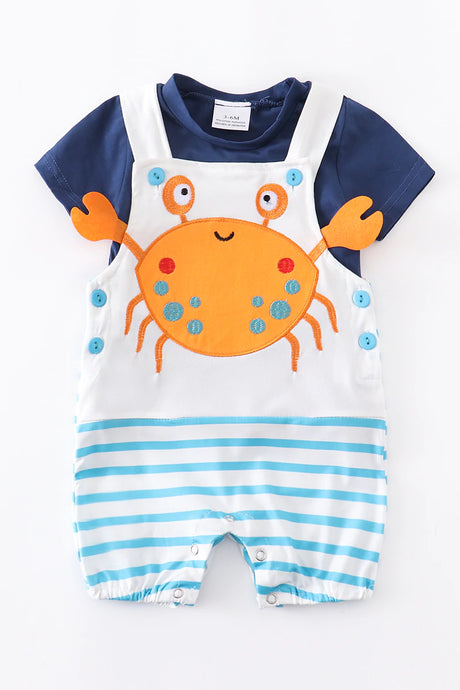 Boy's Blue Striped Crab 2- Piece Set