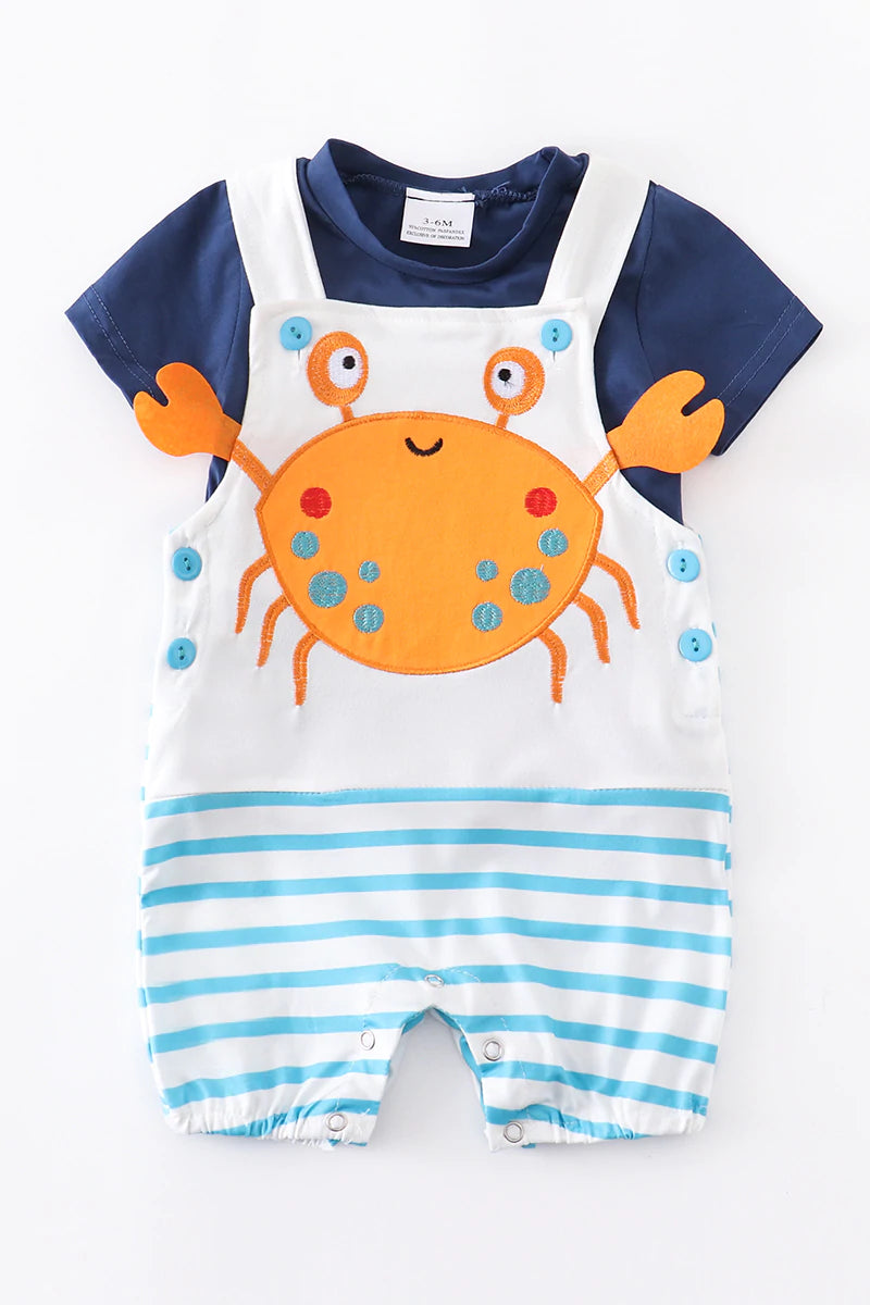 Boy's Blue Striped Crab 2- Piece Set