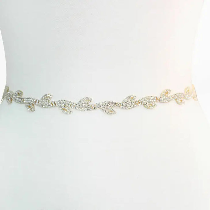 Leaf Rhinestone Bridal Wedding Belt, Sash Strap