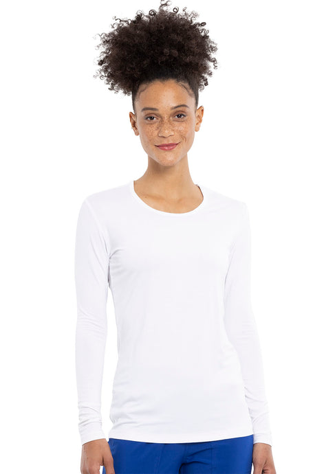 Cherokee Long Sleeve Underscrub Knit Tee in White 4881