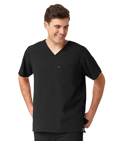 Men's WonderWink Knit Panel V-Neck Scrub Top