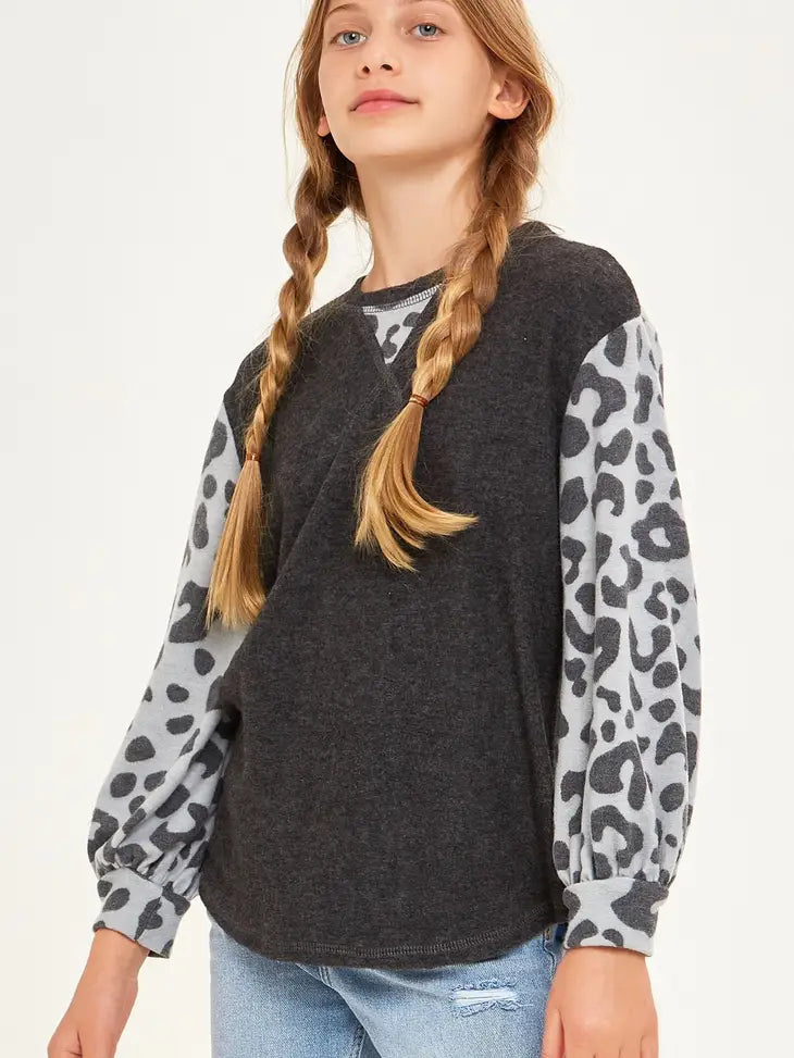 Leopard Print Color Block Sweater