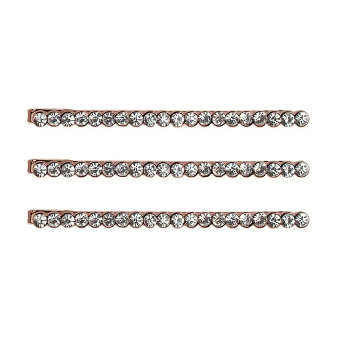 Rhinestone Bobby Pins 3 Pack - Rose Gold