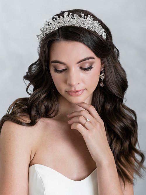 BEL AIRE BRIDAL CRYSTAL SIDE TIARA NWOT NEW Bel-Aire Bridal 2026 Silver Headband w/Pearls Crystals  main image 2