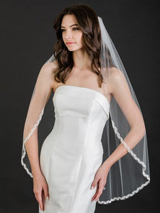 Bel Aire Frosted Bead Veil #V7603