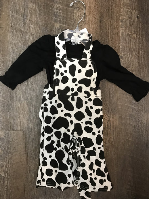 COW PRINT OVERALL SHIRT 2 PCS SET