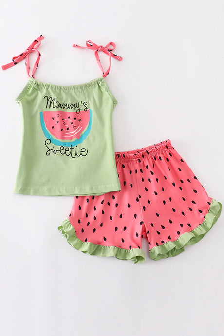 Watermelon Ruffle shorts set