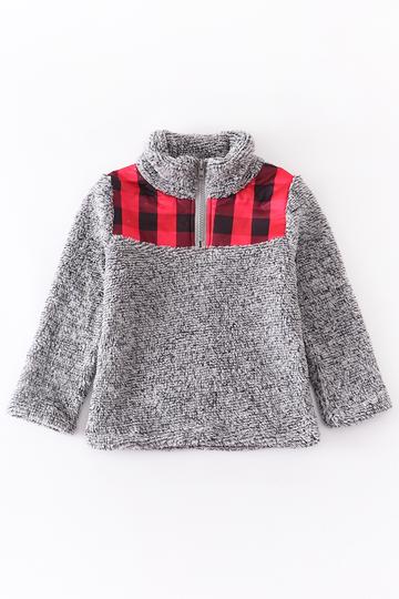 HONEYDEW PLAID PULL OVER HALF ZIP 200916