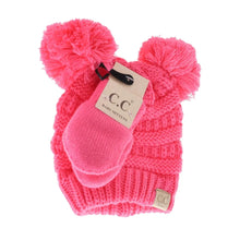 Load image into Gallery viewer, CC Beanie double pom with mitten