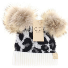 Load image into Gallery viewer, CC Baby Beanie leopard Double Pom