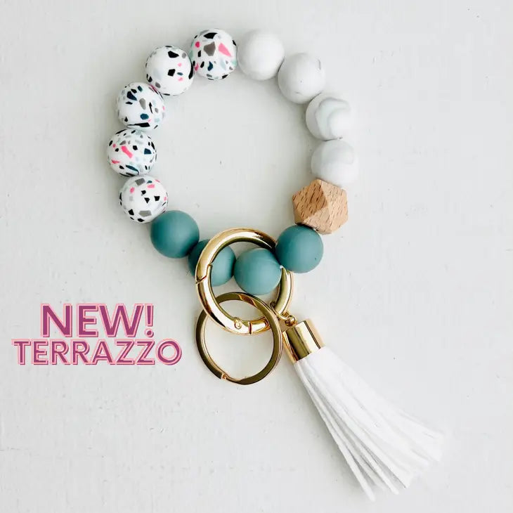 Bangle Keychain | Silicone Wristlet Key Ring | Bead Bracelet