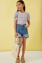Load image into Gallery viewer, Girls Multi Color Stripe Ribbed Knit Top