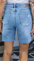Judy Blue Hi-Waisted MidLength Patch Shorts 150094