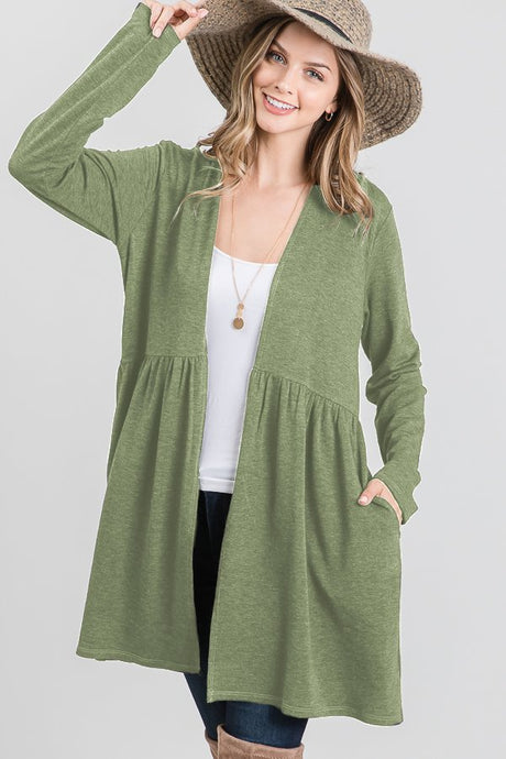 Olive Ruffled Cardigan