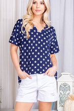 Load image into Gallery viewer, Women&#39;s V-Neck Star Print Top