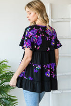 Load image into Gallery viewer, Women&#39;s Short Sleeve Floral Print Top with Ruffled Detail