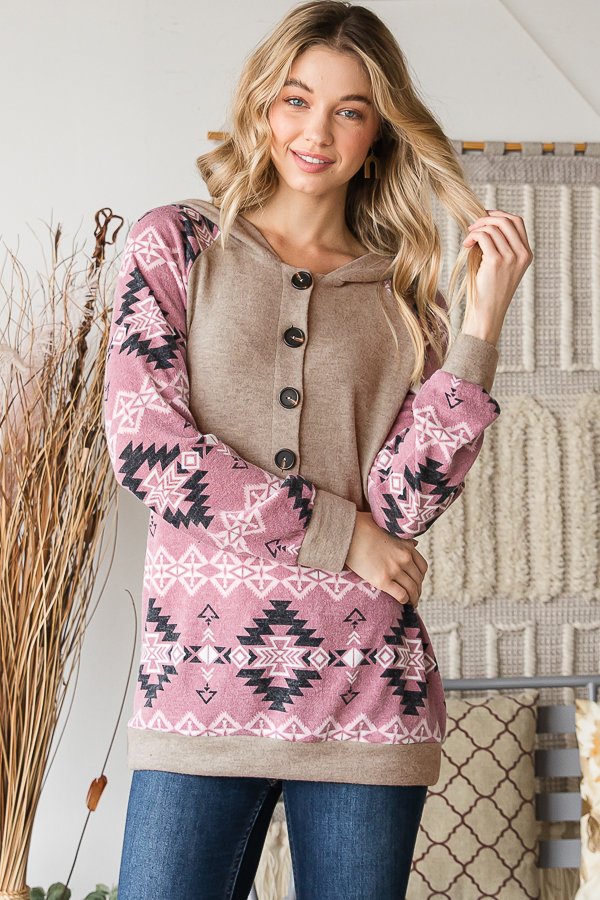 Aztec Print Hoodie