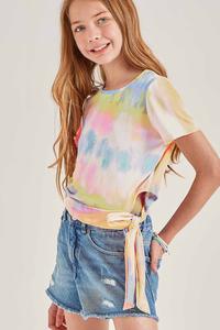 Tie Dye Girls Waist Tie Knit Top