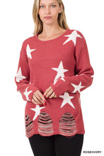 Load image into Gallery viewer, Distressed Star Sweater