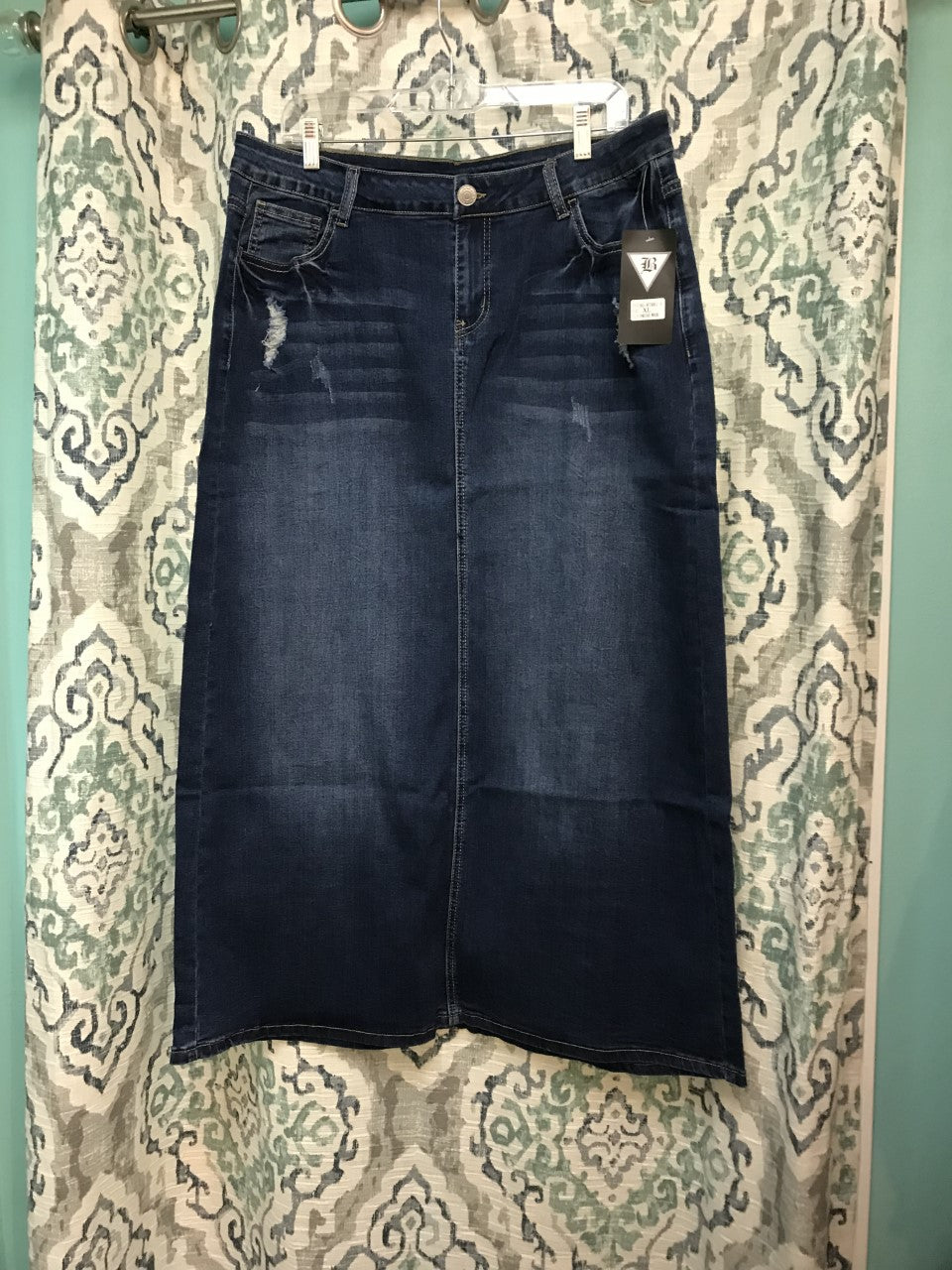 long denim skirt indigo wash