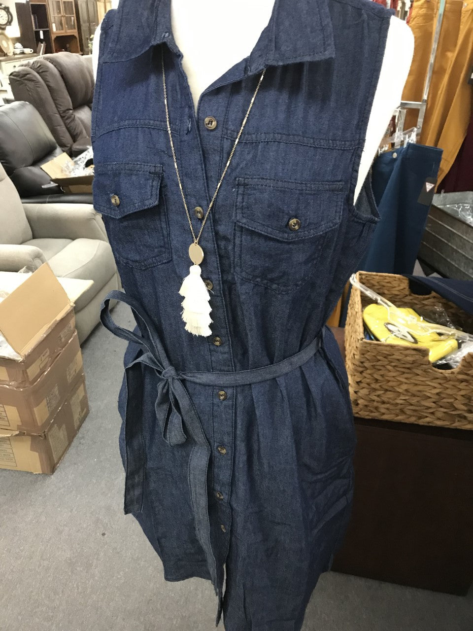 LADIES LIGHT DENIM SHIRT DRESS